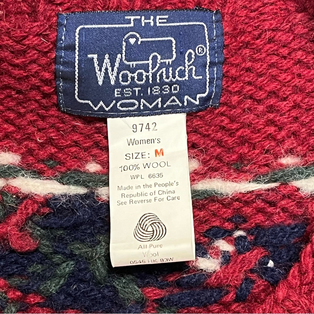 Woolrich 100% Wool Vintage Sweater Dog- Puppy Boot Size Medium- 2 sided design - Picture 15 of 17